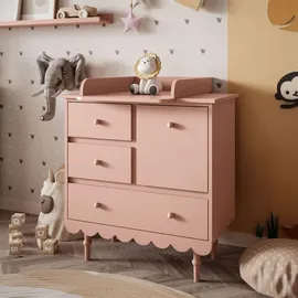 lookway KOMMODE BABUSHKA mit Schubladen, mit Wickeltisch, Natürlich Rosa