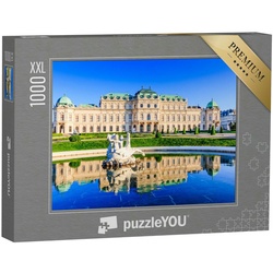 puzzleYOU Puzzle Puzzle 1000 Teile XXL „Oberes Schloss Belvedere mit Wasserfontäne, Wie, 1000 Puzzleteile, puzzleYOU-Kollektionen Wien