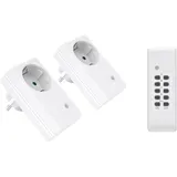 PERFECT Funksteckdosen - mit Fernbedienung bis 30m - 1100 W - 220 V - weiß - 2er Set