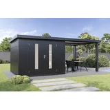 Wolff Finnhaus Premium Metall Gartenhaus Elvar 6030 Anthrazit
