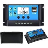 SOGTICPS 30A Solarladeregler 12V/24V Solarmodulregler mit automatischer Parameteranpassung LCD-Display Solarmodul-Batteriecontroller mit Dual USB