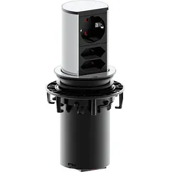 Steckdoseneinheit Elevator 1x Schuko, 2x Euro, Aluprofil