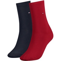Tommy Hilfiger Damen Socken, Classic, Strümpfe, einfarbig, Vorteilspack Rot 39-42