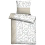 biberna Biber-Bettwäsche PASOLA, Grau - 155 x 220 cm - Baumwolle - Polyester - mit Reißverschluss
