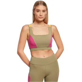 URBAN CLASSICS Color Block Sport-bh Khaki / Bright Violett / Magic Mango L