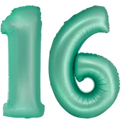 XL Folienballon mint grün Zahl 16