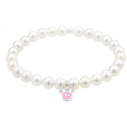 Elli Kids Krone Perle Kristalle 925 Silber Armbänder & Armreife   Damen 