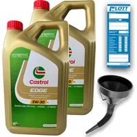 2x 5 Liter CASTROL Edge Motoröl LL 5W-30 Longlife Titanium 5W 30 VW + Trichter