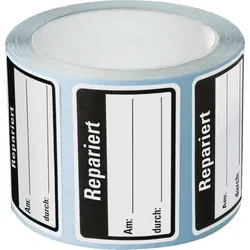Aufkleber I Qualitätsaufkleber Repariert, Haftpapier, ablösbar, 40x25mm, 250/Rolle