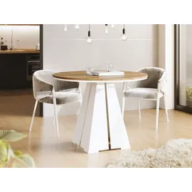 WFL GROUP Runder ausziehbarer Esstisch mit weißem Metallgestell - moderner industrieller Tisch für Esszimmer oder Küche - 120 cm bis 200 cm - EU - Craft E... - Braun