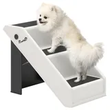 Beyamis Klappbare Hundetreppe Mit 3 Rutschfesten Stufen, Kunststoff-haustiertreppe, 53 X 30,5 X 36,5 Cm, Cremefarben