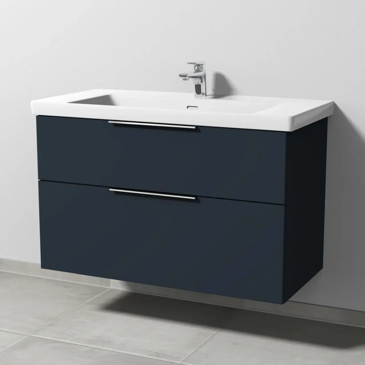Sanipa 3way Waschtischunterbau zu Villeroy & Boch Subway 3.0 Waschtisch mit 2 Auszügen, Marine-Matt UP8491R
