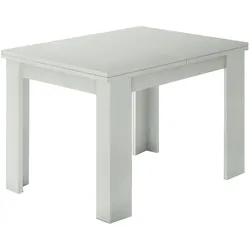 Dmora Ausziehbarer Esstisch Otto, Hilfsküchenkonsole, ausziehbarer Tisch, 100 % Made in Italy, cm 90x90h75, Lärche glänzend weiß