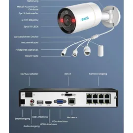 Reolink 12MP PoE Kamerasystem, 16-Kanal NVR mit 2TB HDD für 24/7 Aufzeichnung und 4 Dome Überwachungskameras mit Personen-/Fahrzeugerkennung,