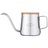 MERMOO YILAN Schwanenhals-Wasserkocher mit Deckel, kleiner Kaffeekessel, 350 ml, Edelstahl, Schwanenhals-Wasserkocher, langer Auslauf, Teekanne, Reise-Kaffeekanne, Mini-Camping-Kaffeekanne