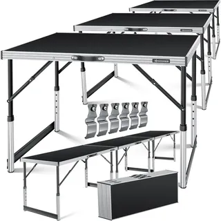 Kesser KESSER® Multifunktionstisch Profi 3- teilig, 100 x 60 cm, Tapeziertisch 30kg Tragkraft je Tisch Mit Ausziehfunktion Klapptisch Flohmarktisch Beistelltisch Mehrzwecktisch Campingtisch höhenverstellbar