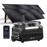IEE 3200W Solargenerator P3200 mit 2x500W Solarpanel, 2048Wh Tragbare Powerstation, LiFePO4 Akku, 0–80% in 45 Min.Laden, APP, 16 Anschlüsse, Portable Power Station für Camping/Wohnmobile/Notstrom