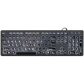 Beleuchtete Tastatur mit Großer Schrift - USB, Ideal für Ältere oder Sehbehinderte