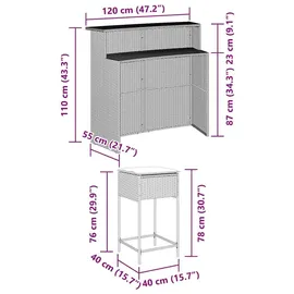 vidaXL Gartenbar Set 3-tlg. Grau