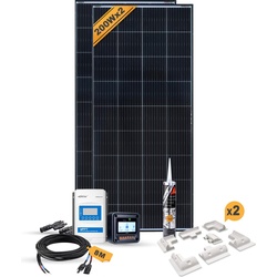 Enjoy solar, Solaranlage, Wohnmobil Monokristallin Set – 400W/12V Basic (ABS weiss) (200 W)