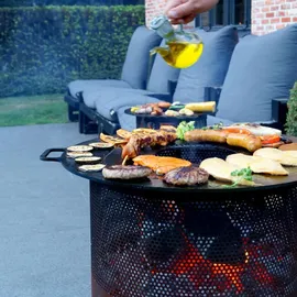 Bonfeu Bonves Ø 34cm Schwarz - Feuerkorb für den Garten - Feuertonne & Feuerstelle - Feuerschale Feuerkorb aus Stahl - Grillrost & Schürhaken zu...