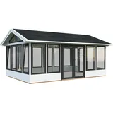 Palmako Pavillon Isabella 22,2 m2 - 90 mm - weiß lackiert