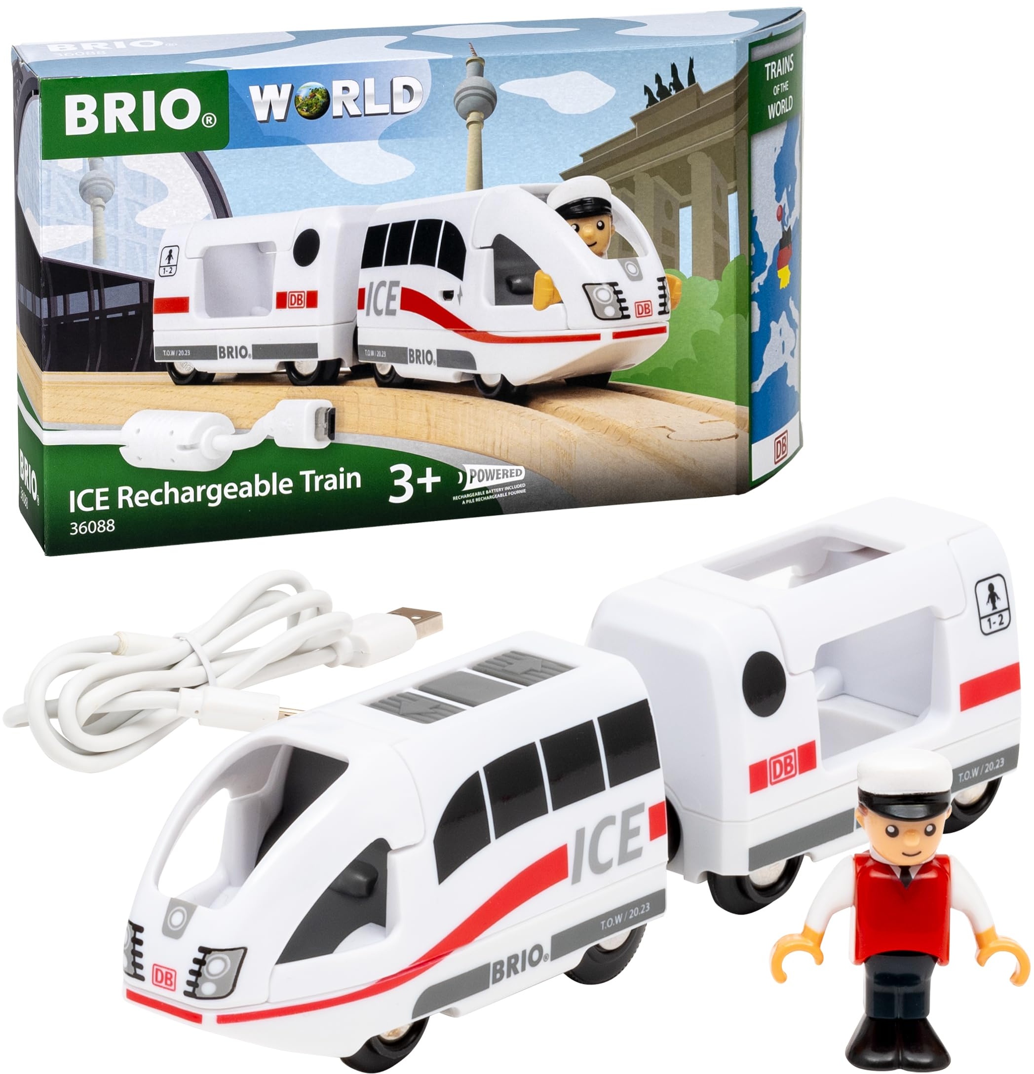 BRIO World 36088 - Trains of The World Ice Akkureisezug - Akku-betriebene Spielzeuglok für Kinder ab 3 Jahren