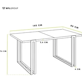 egen micha kliszczun Ausziehbarer Esstisch - Großer Tisch im Loft-Stil mit Golden Metallbeinen 140 bis 240 cm - Industrietisch für das Wohnzimmer - Spacesaver - Schwa... - Schwarz