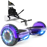 GeekMe Hoverboards mit Sitz, Hoverboards Hoverkart,Hoverboards Go-Kart mit Bluetooth-Lautsprecher LED-Leuchten, Geschenk für Kinder Jugendliche Erwachsen
