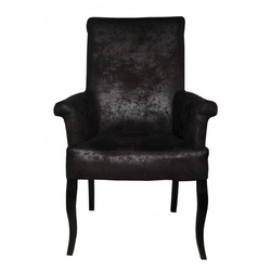 Casa Padrino Esszimmer Stuhl Dunkel Braun / Braun Veloursleder mit Armlehnen - Barock Möbel