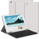 aoub Hülle mit Tastatur für iPad 9. Generation/iPad 8. Generation/iPad 7. Generation, Hülle mit Tastatur für iPad 10,2 2021/2020/2019, Kabellose QWERTZ Tastatur Hülle mit Stifthalter, Grau