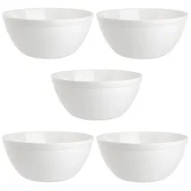 ENGELLAND 5er Set Schalen Müslischalen Dessertschalen Salatschale Suppenschale Reisschale Bowl in Farbe weiß aus Kunststoff BPA-frei groß 900 ml