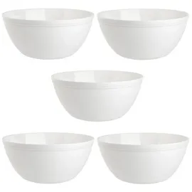 ENGELLAND 5er Set Schalen Müslischalen Dessertschalen Salatschale Suppenschale Reisschale Bowl in Farbe weiß aus Kunststoff BPA-frei groß 900 ml