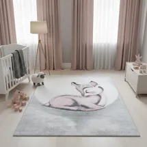 KADIMA DESIGN Spielteppich COGNE in Rosa, mit Reh-Motiv, 200 x 290 cm