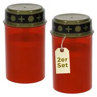 2er Grablichter LED Batteriebetrieben Set Grabkerzen LED Kerze Grabdekoration Wetterfest Friedhofskerzen Grabkerzen für draußen Grablampen Grable...