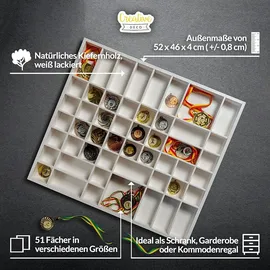 Creative Deco Weiße Setzkasten Holz Sammelbox Holztablett 51 Fächer | 52 x 46 x 5 cm | Bemalen Holz Sortierung Speicherregal Box Drucker Vitrine | - Weiß