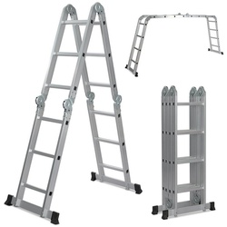 VENDOMNIA Vielzweckleiter Mehrzweckleiter – klappbar, Aluminium, bis 150 kg (4 Stufen, Multifunktionsleiter, Vielzweckleiter, Gelenkleiter, Universalleiter), 4×2, 4×3, 4×4 Sprossen 460 cm