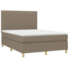 vidaXL Boxspringbett mit Matratze & LED Taupe 140x200 cm Stoff