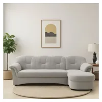 DOMO collection Ecksofa Flores Schlafsofa, B/T/H: 233/142/86 cm, L-Form, wahlweise mit Bettfunktion, wahlweise mit Federkern, auch in Leder silberfarben