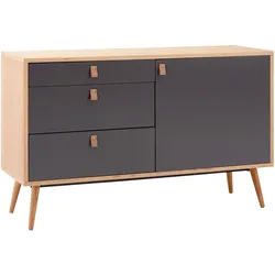 Sideboard Lena Grau/Natur Echtholz