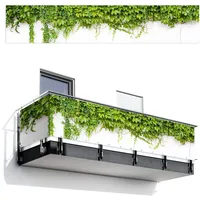MuchoWow© Balkon Sichtschutz Einseitig 100x500 cm Groß Terrassen Gartenzaun Balkonfächer ohne Bohren Wetterfest für Zaun Terrasse Balkonbespannung Seitenschutz Pflanzen - Weiß - Steinoptik - Grün