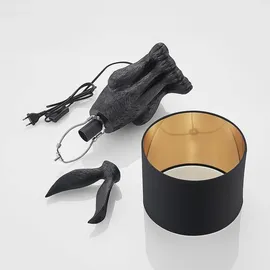 LINDBY Lindby, Lorentina Stoff-Tischlampe, Hase, schwarz, Schwarz, gold