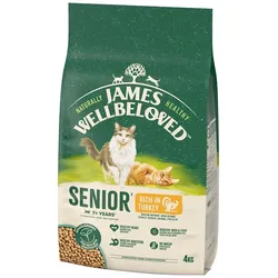 JAMES WELLBELOVED Senior 4 kg Trockenvollnahrung für ältere Katzen nach 7 Jahren, reich an Pute
