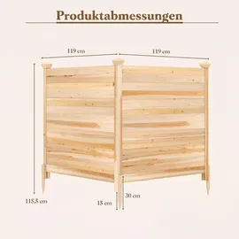 Costway Zaunpfahl 19 x 114 cm Weiß/Kunststoff