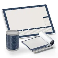 itenga Schreibtisch-Set geometrisch abstraktes Muster 3-teilig Schreibtischunterlage Papier DIN A2 Stifteköcher Notizblock für Kinder Schüler Erwachsene Jungen Männer Frauen