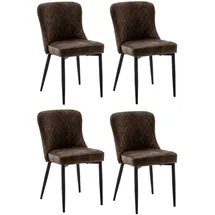 MCA Furniture 4-Fußstuhl »ABOSHI Esszimmerstuhl (4er Set)« (Set) 4 Stk.Taschenfederkern, Metall schwarz,Vintage-Veloursoptik,belastbar 120 kg MCA furniture olive + schwarz,