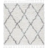 carpetfine Hochflor-Teppich CARPETFINE "Eddy", weiß, B:150cm H:30mm L:150cm, Polyester, Teppiche, Fransenteppich, Shaggy, auch als Läufer und in quadratisch, mit Fransen, Wohnzimmer