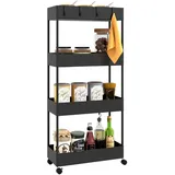 Homcom Rollwagen, Schwarz, Metall, 40x90x19 cm, Esszimmer, Servierwagen