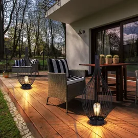 ETC Shop 2x LED Solar Hängelampe Metall spritzwassergeschützt IP44 schwarz