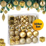 DEUBA Weihnachtskugeln Weihnachtsbaumkugeln Weihnachtsbaumschmuck Gold
